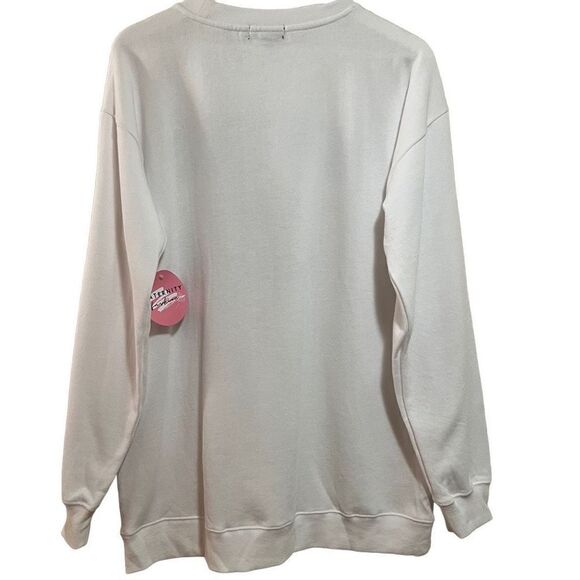 New Maternity Varsity University Sweatshirt Med White Navy Pullover Crewneck - Picture 2 of 6